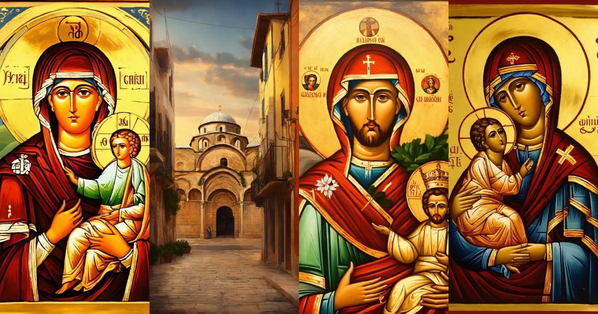 Lexica - Create a painting with Thessaloniki in byzantine icon style