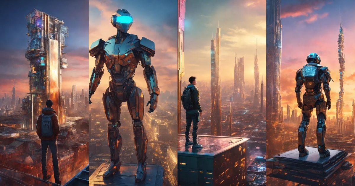 Lexica - Person standing on top of a building in a futuristic city that ...