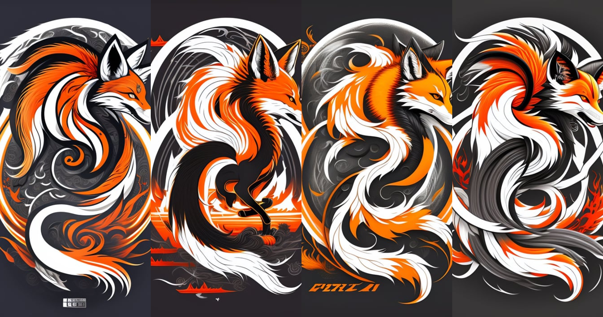 Lexica - 9 tailed fox, aggressive looking, wild, brutal, centered ...