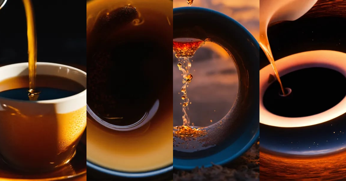 Lexica - A hot cup of tea is poured inside a black hole.