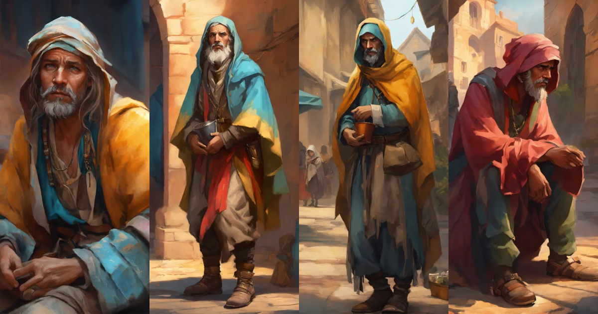 Lexica - A medieval beggar dressed in rags, going through very hard ...