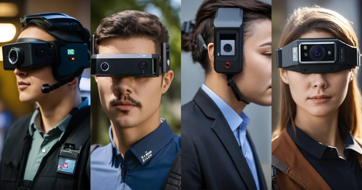Lexica - Smart elegant head and body camera on blind individual with ...