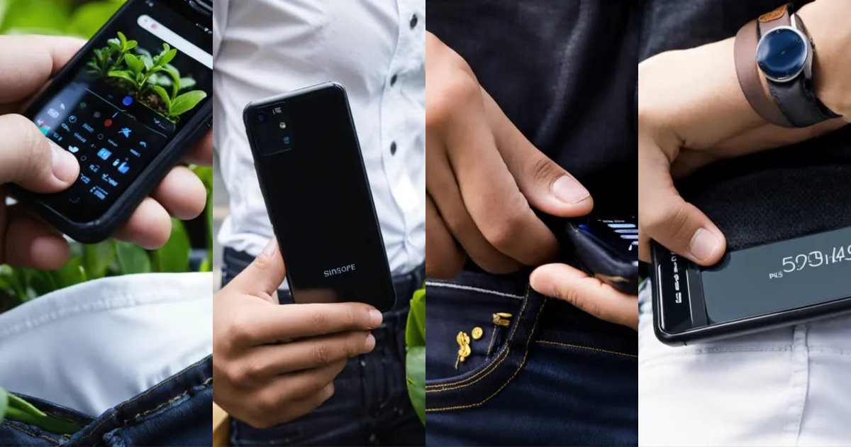 Lexica - Close up shot of a male's hand taking a black phone out of his ...