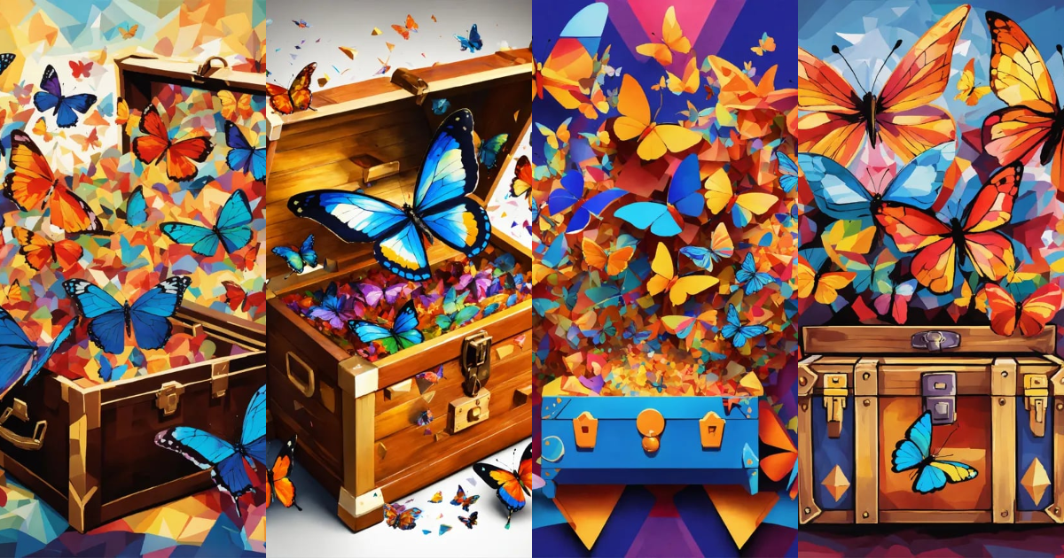 Lexica - Create a drawing of an explosion of vibrant hues butterflies ...