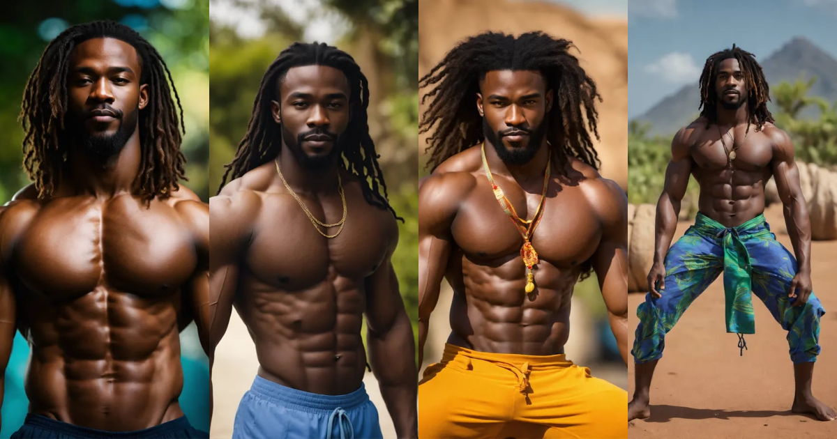 Lexica - African men, long hair, well-developed body muscles ...