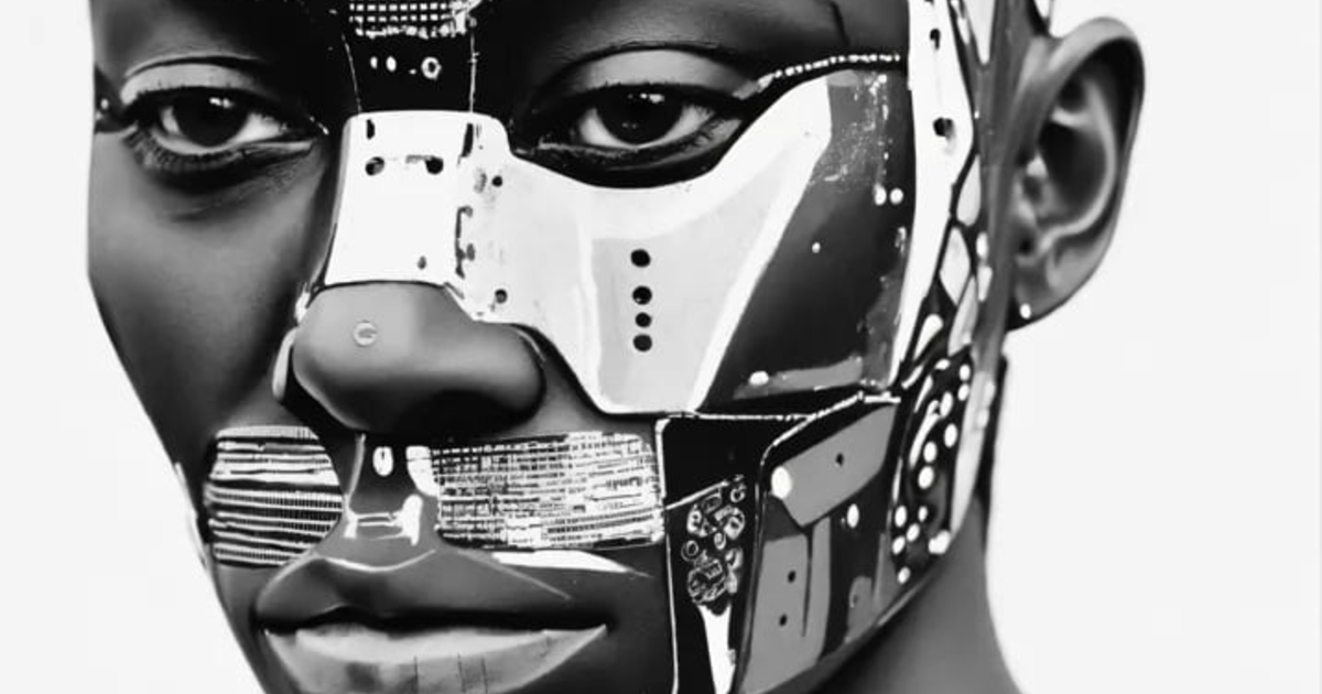 Lexica - African tribal mask robot collage style abstract edgy ...
