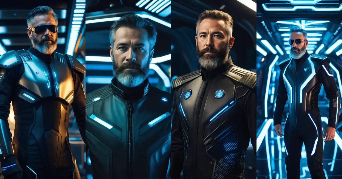 Lexica - 50 year old masculine star commander with trim beard is ...
