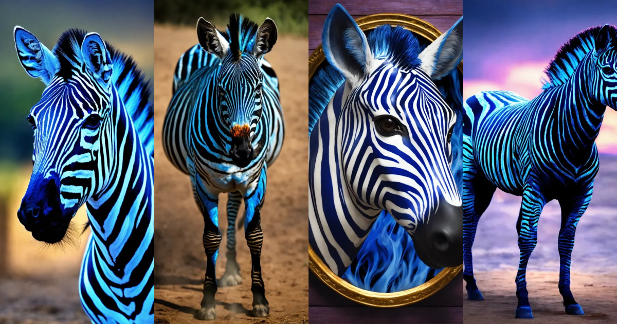 Lexica - Saddled zebra made of blue flame