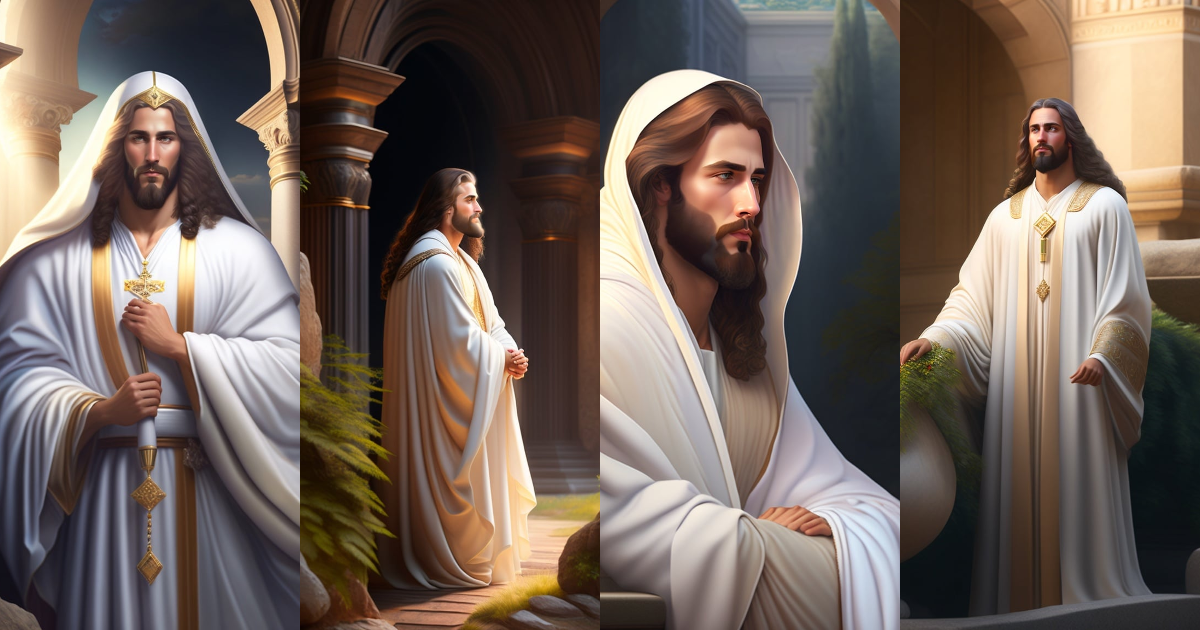 Lexica - Jesus Christ in white robes in an environment reminiscent of ...