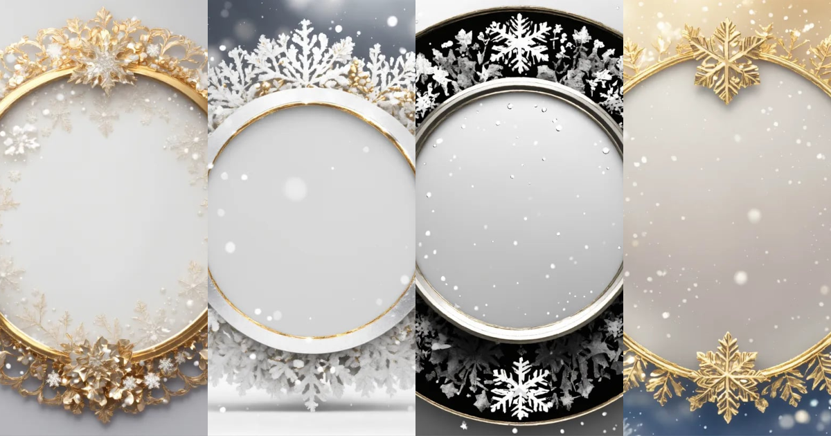 Lexica - Create a slim metallic snow white winter round border in a ...