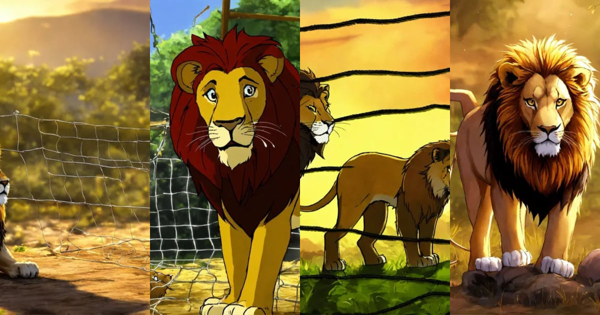 Lexica - Cartoon animation, After a few days, one day the lion got ...
