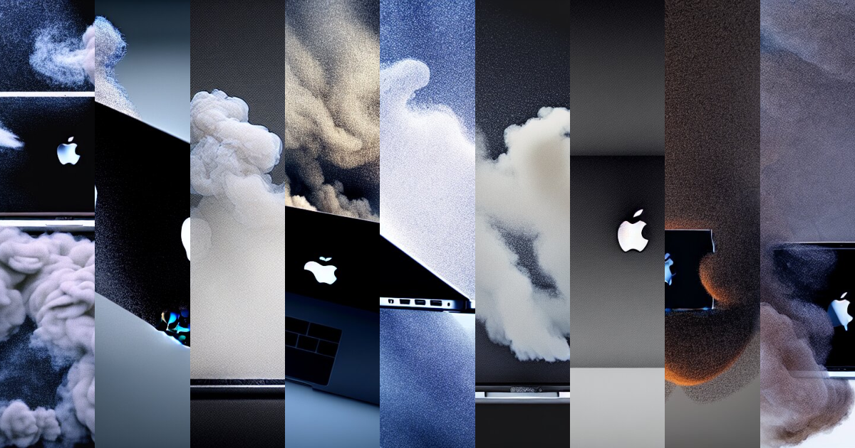 Lexica - A portrait of a macbook disintegration in dust and smoke ...