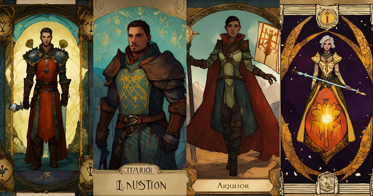Lexica - A tarot card in Dragon Age Inquisition's tarot card' style