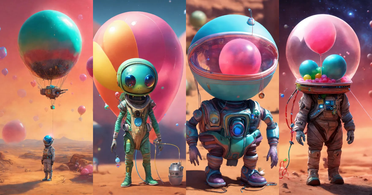 Lexica - An alien that I introduce to bubble-gum connected to a straw ...