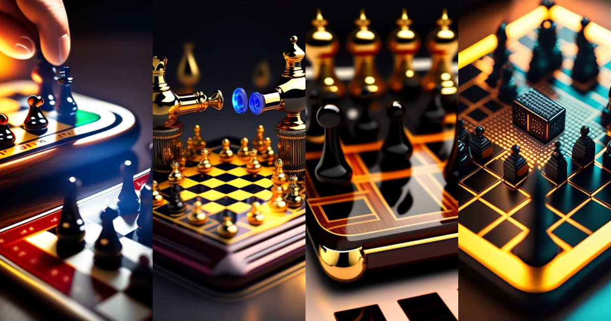 Lexica - Cyber Chess board with a hand about to hit the king down to win  the game. The hand is also futuristic with 1 & 0 to form the hand