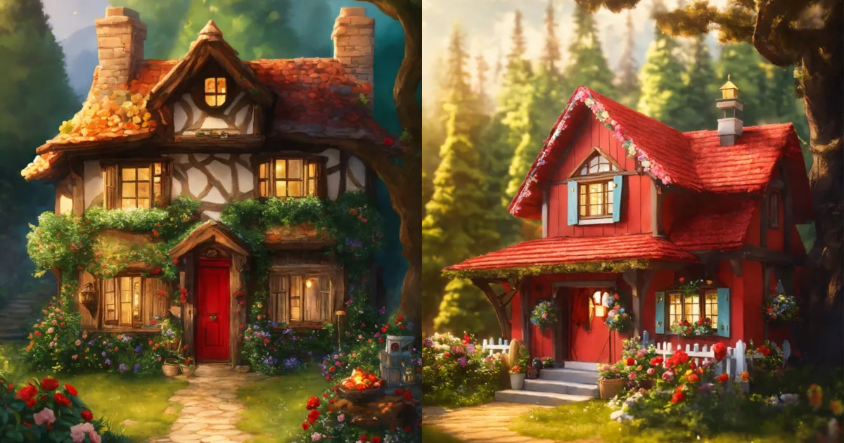Lexica - One beautifully decorated cottage with pine tree, enchanted ...