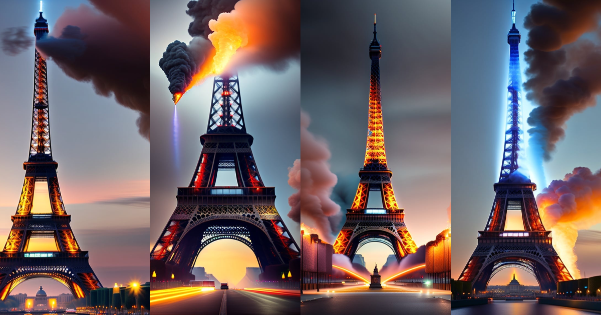 Lexica Aliens in paris, eiffel tower fire