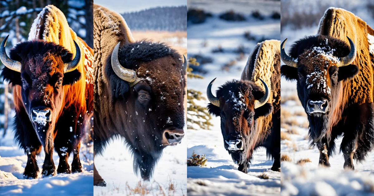 Lexica - Bison in the snow, best quality, real picture, intricate ...