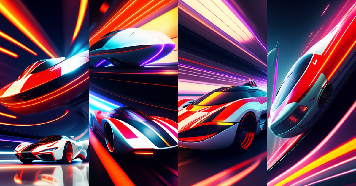 Lexica - Speed racer mach 6. white and red car. motionblur. zoom lines ...