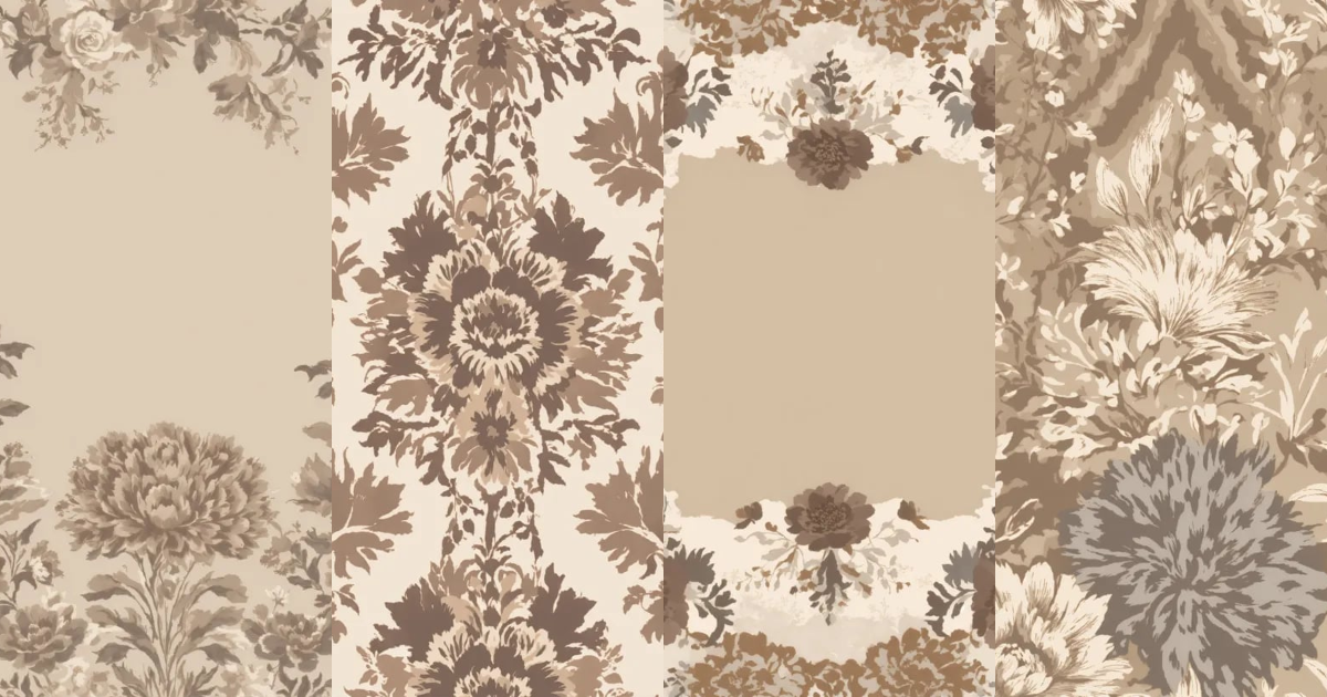 Lexica - Create a floral ikat border toile pattern. Creme taupe grey ...