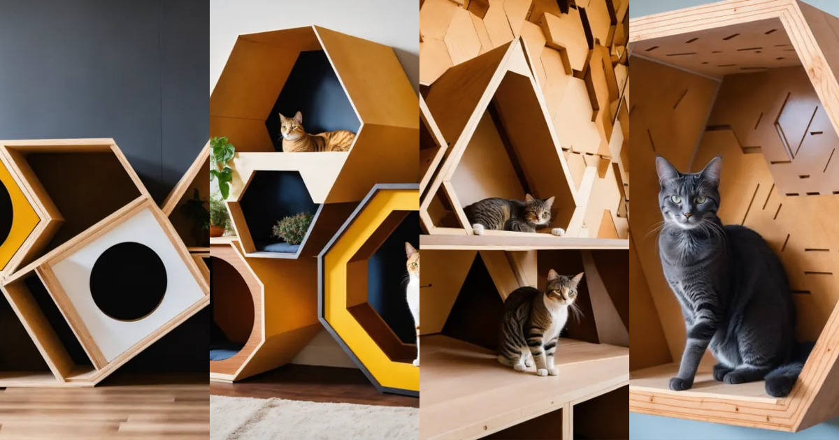 Lexica - Cat houses made of plywood, stylish modern expensive design ...