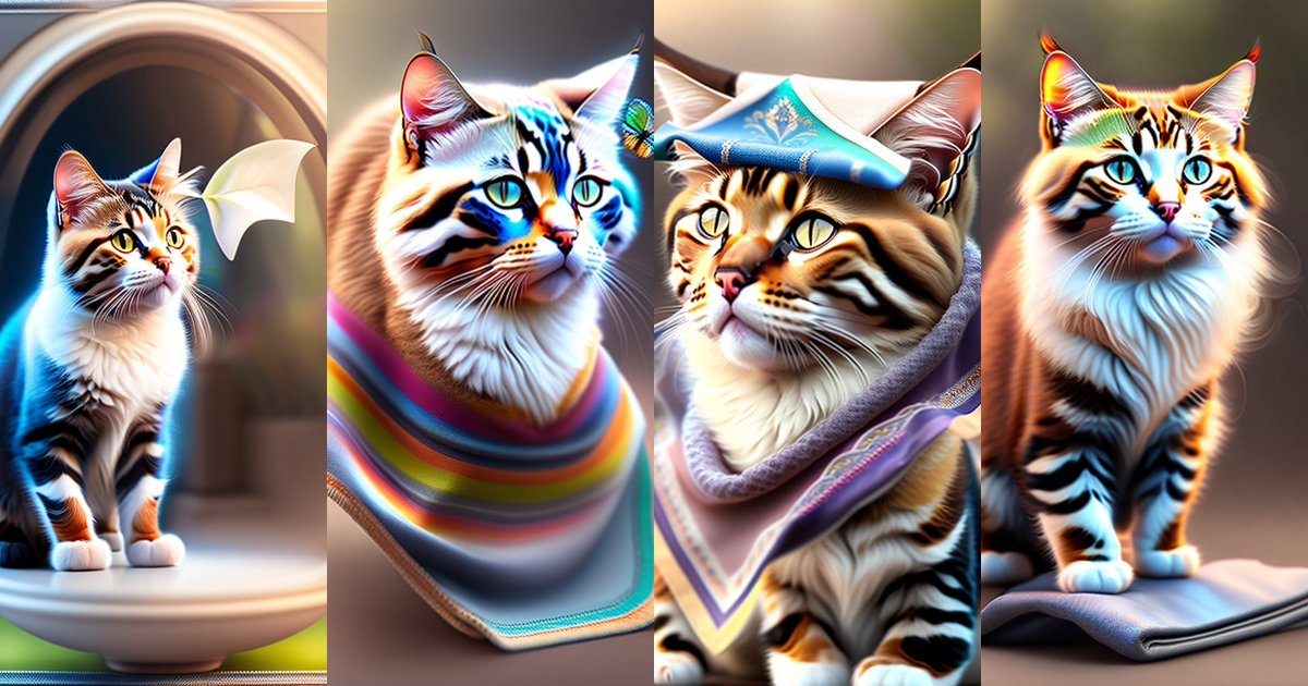 Lexica - Handkerchief metamorphosis to a cat, photo real, octane render ...