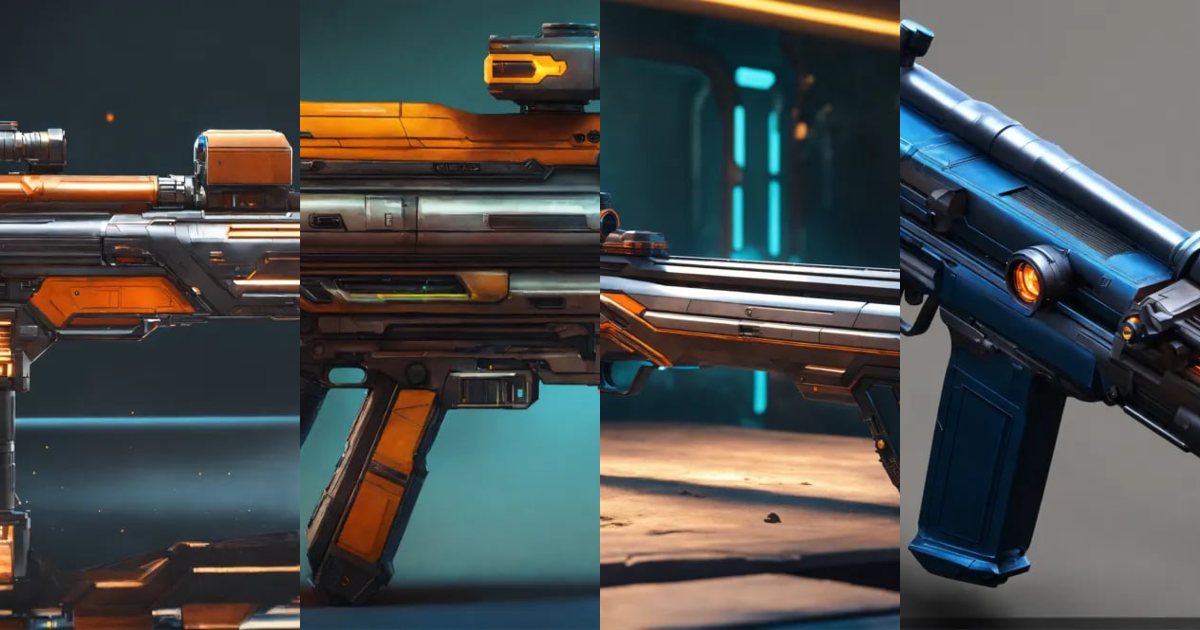 Lexica - Side view of a sci fi energy rifle, HD, ultra detailed