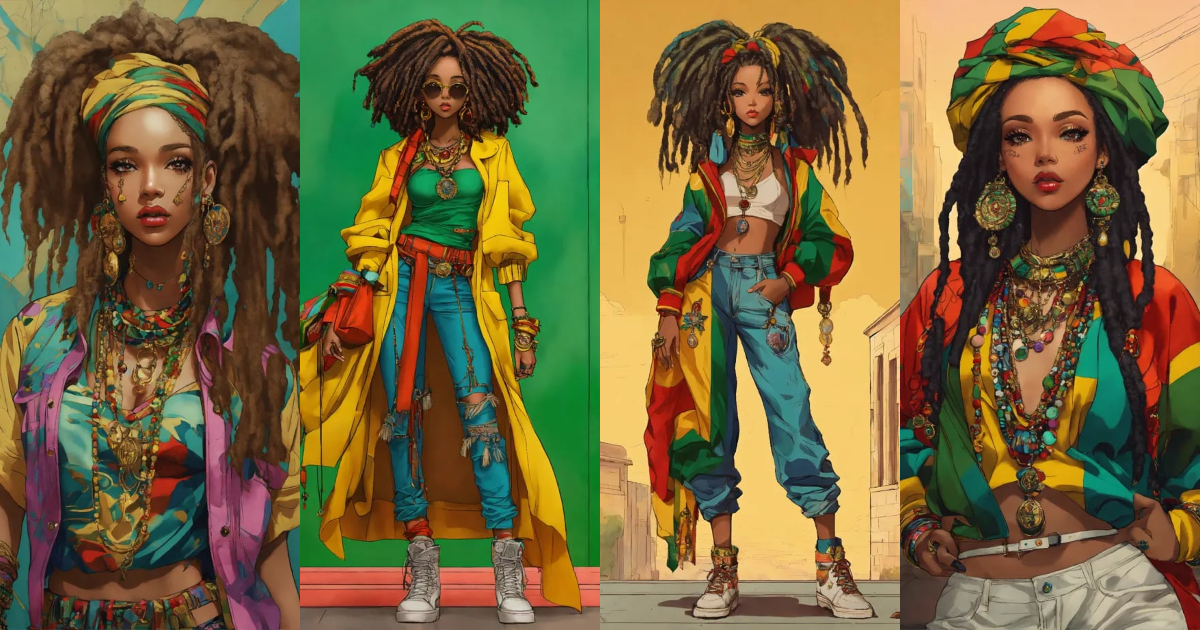 Lexica - Full body street art doll looking rasta girl in stylish haute ...
