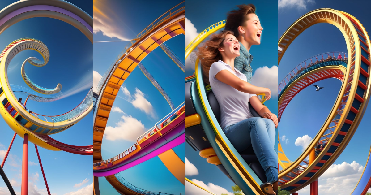 Lexica - Roller coaster looping attraction, passengers trapped in the air
