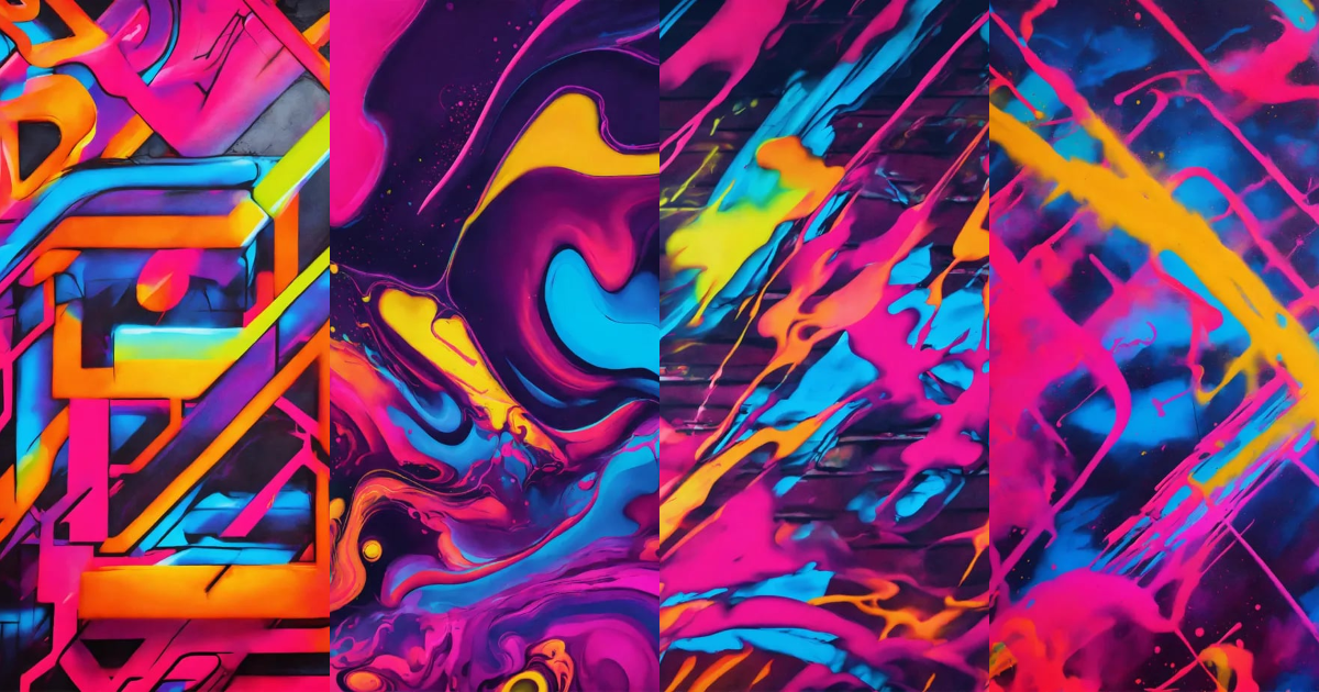Lexica Spray paint graffiti with neon abstract pattern.