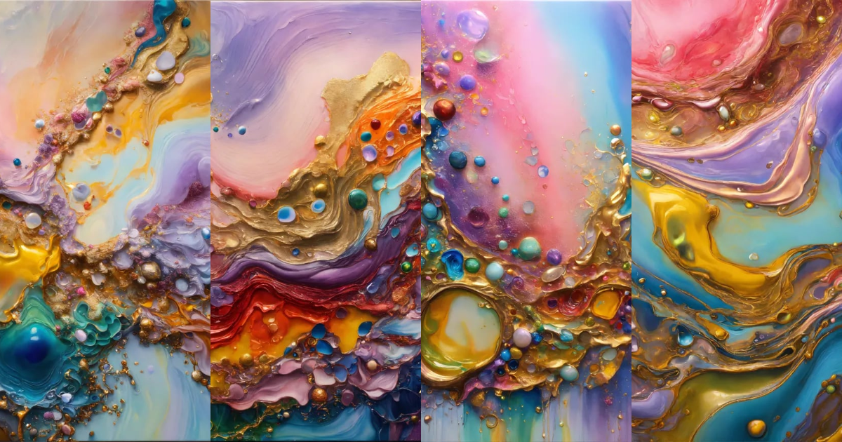 Lexica - Colorful abstract painting oil and water complex complicated ...
