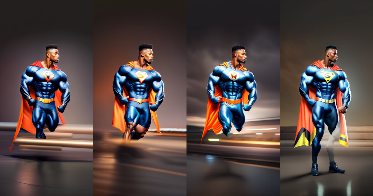 Lexica - Vegan bodybuilder wearing a super hero cape, around 6’2 ...