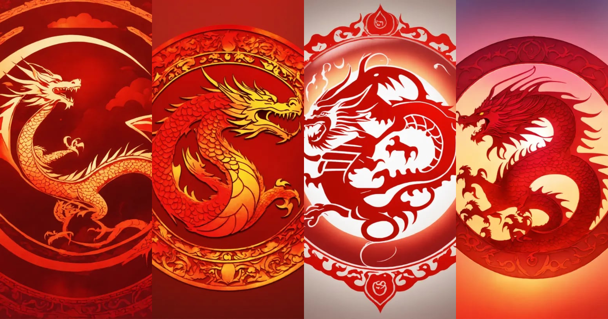 Lexica - Dragon symbol, rich red to bright red gradient