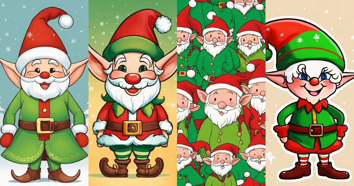 Lexica - The cartoon illustration of Santa's elf is a diminutive ...