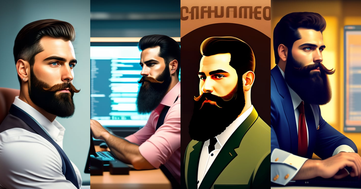 Lexica - Portrait of a man with a beard programming computer in archer ...