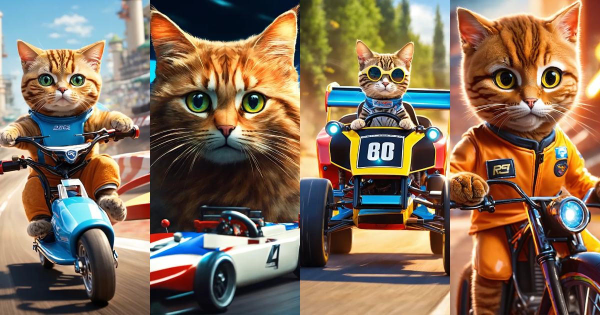 Lexica - Create a picture of a cat as a fearless race car driver ...