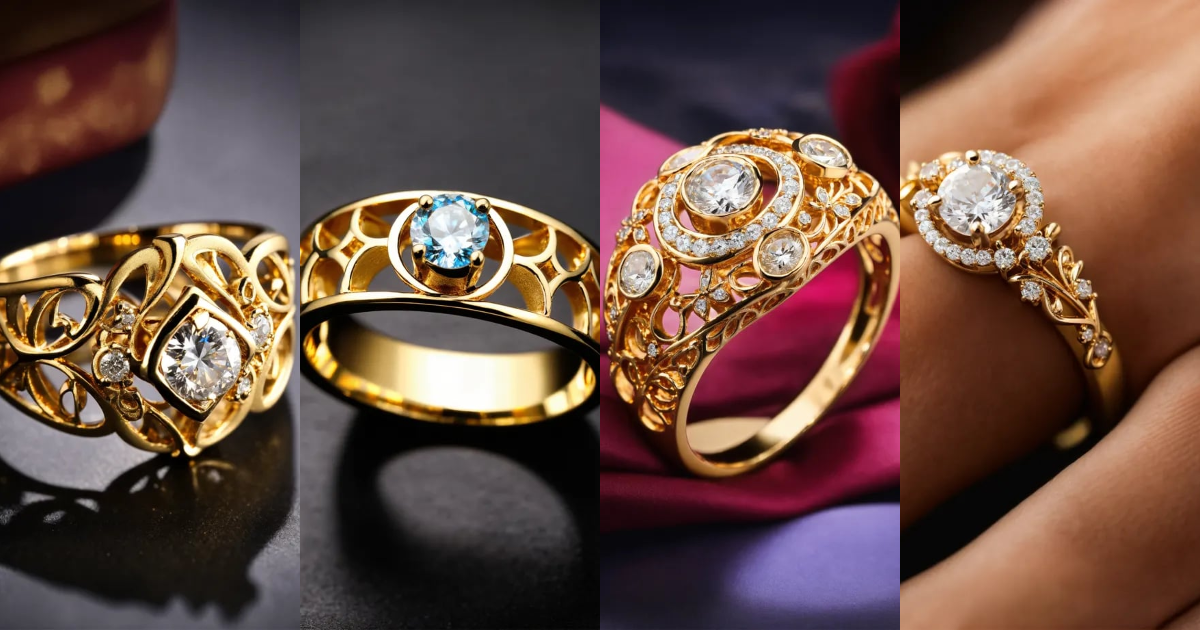 Lexica - Jewellery design, vintage style, Create diamond gold ring with ...
