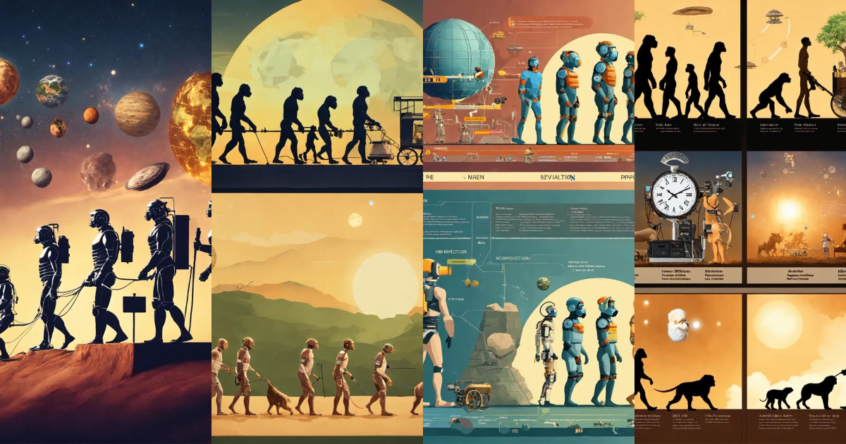 Lexica - Evolution from ape man to stone age to industrial age to space ...