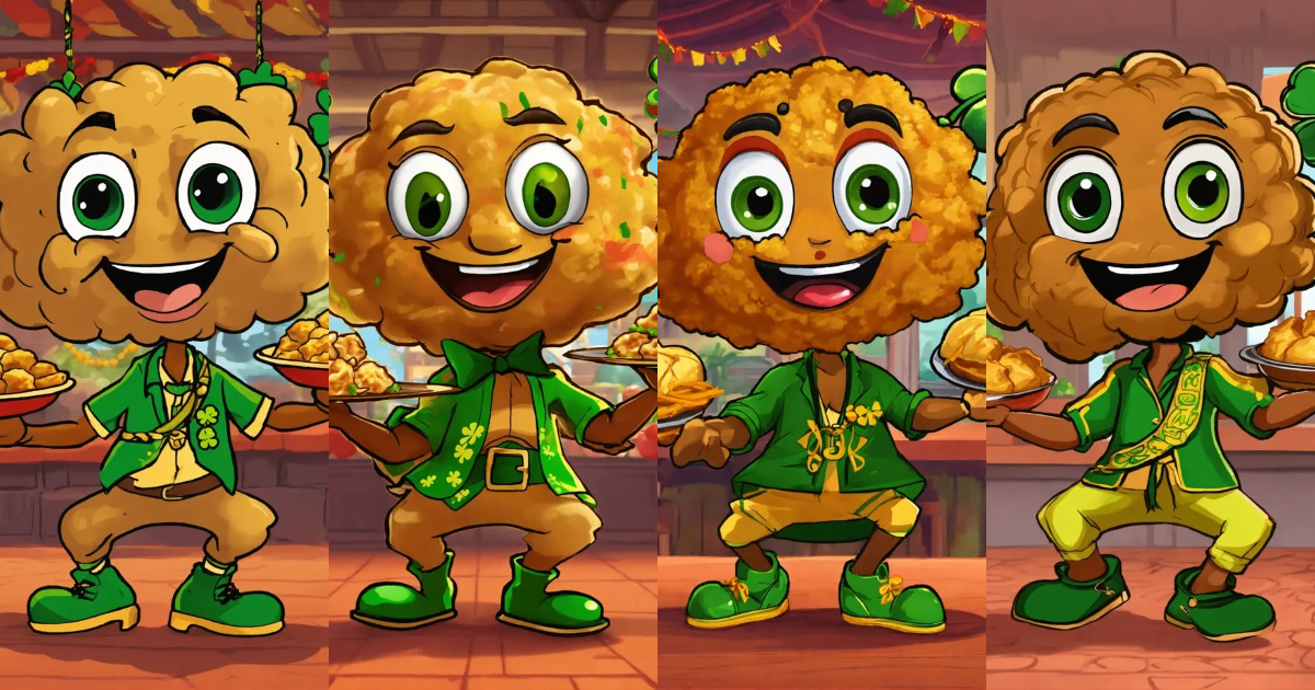 Lexica - A cartoon of dancing Talking Caribbean fried dumplings sharing ...