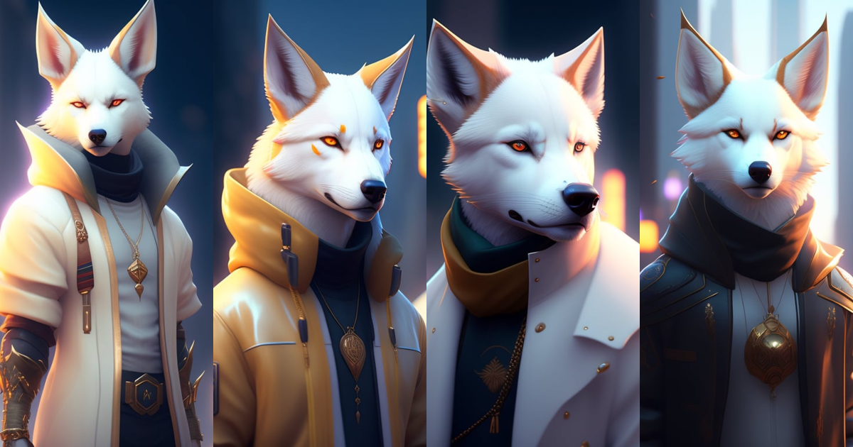 Lexica - A beautiful portrait of a cute male anthropomorph white wolf ...