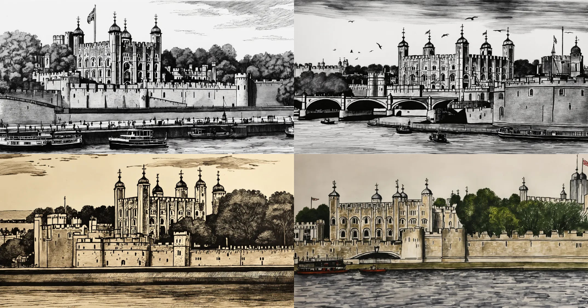 Lexica - Pen and ink drawing Tower of London