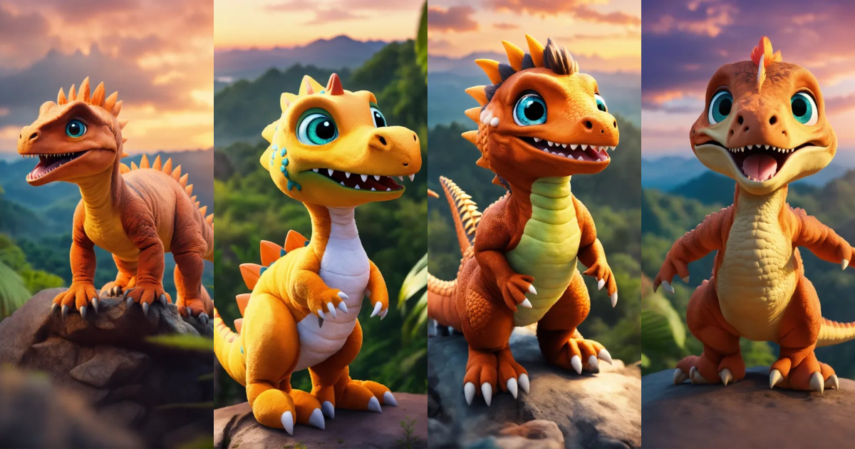 Lexica - An adorable and fluffy baby t-res dinosaur with big color eyes ...