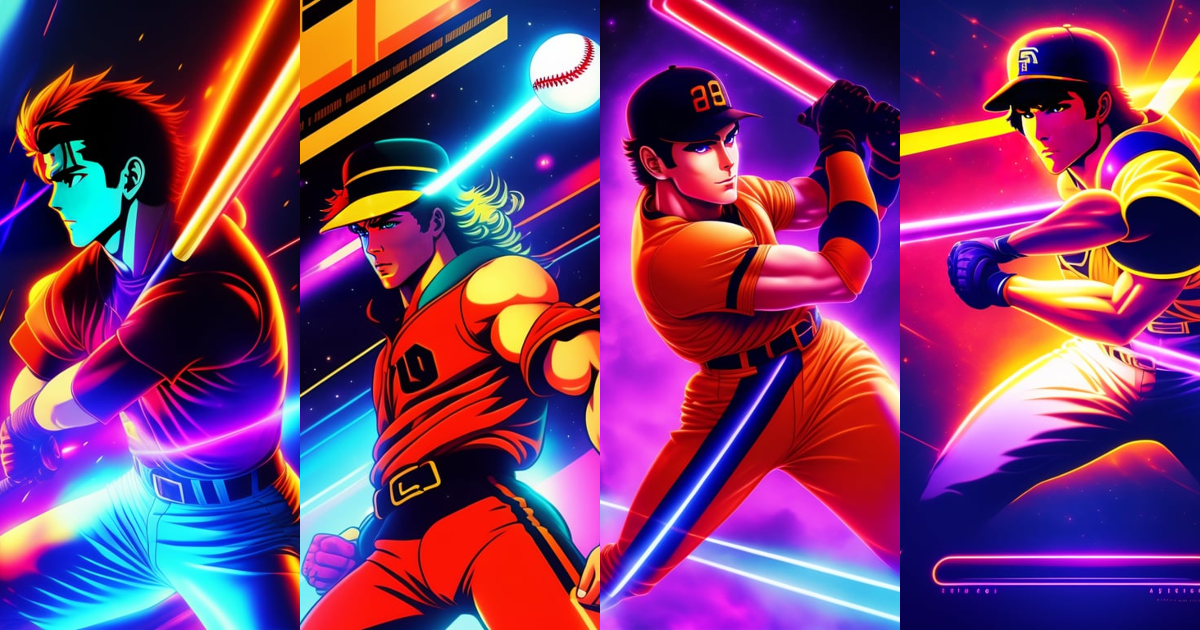 Lexica - Simple design. 1980s retro anime screenshot, male baseball ...
