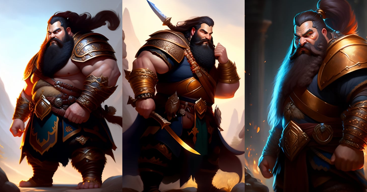 Lexica - Fearsome portrait of a dwarven warrior fighting a monster by ...