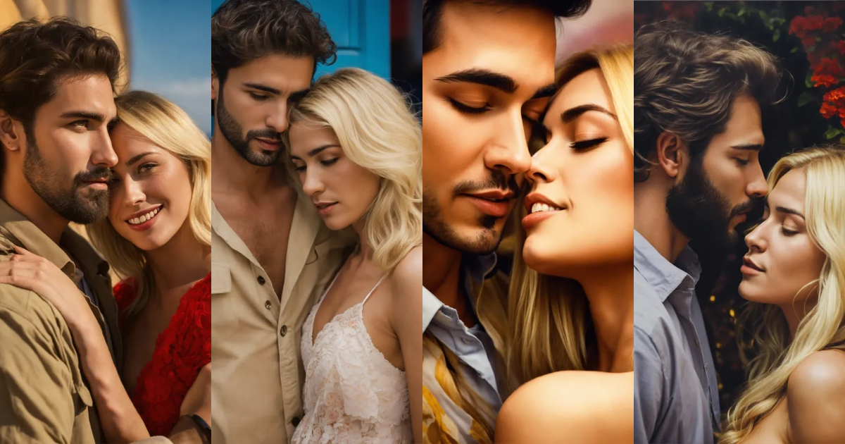 Lexica Spanish man and a blonde fragile woman love