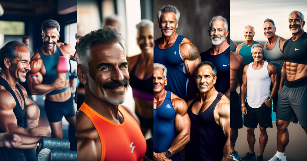 Lexica - Group of diverse middle age men, fitness context, health focus ...