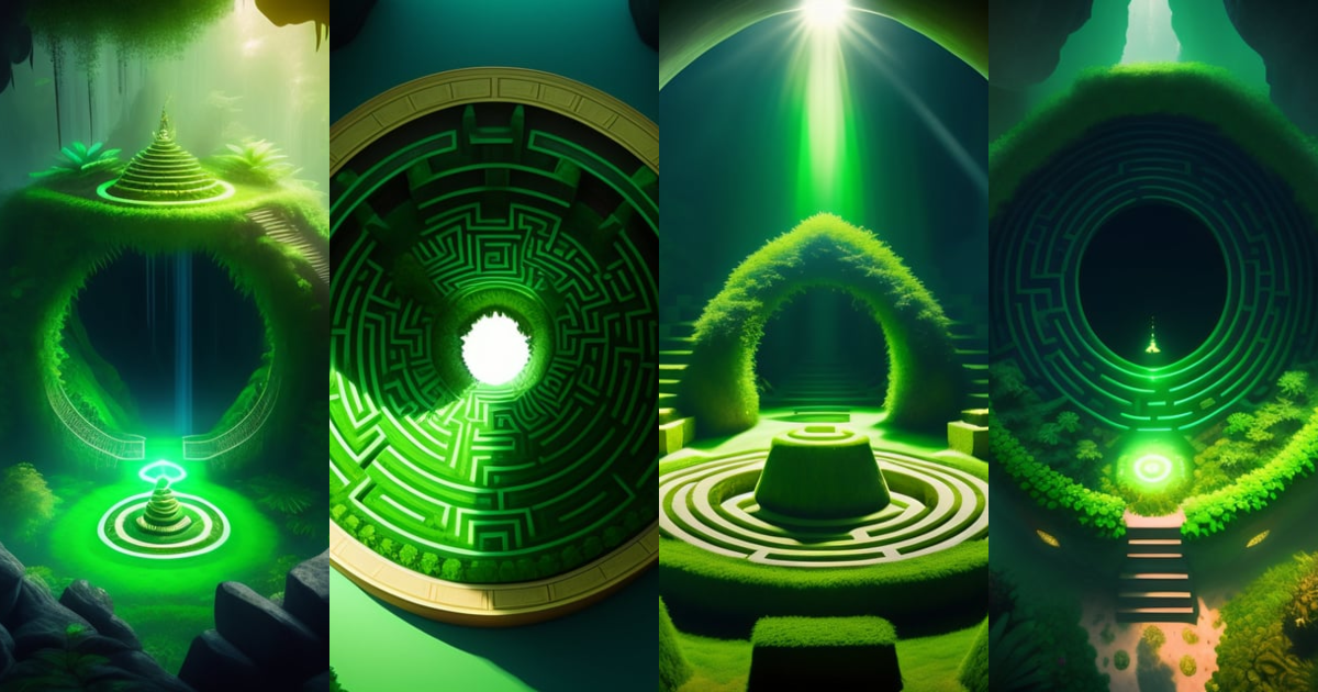 Lexica - Infinite emerald maze in a jungle canyon, labyrinth from above ...