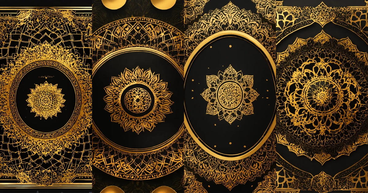 Lexica - Golden and black Mandala Art Background With golden Border ...