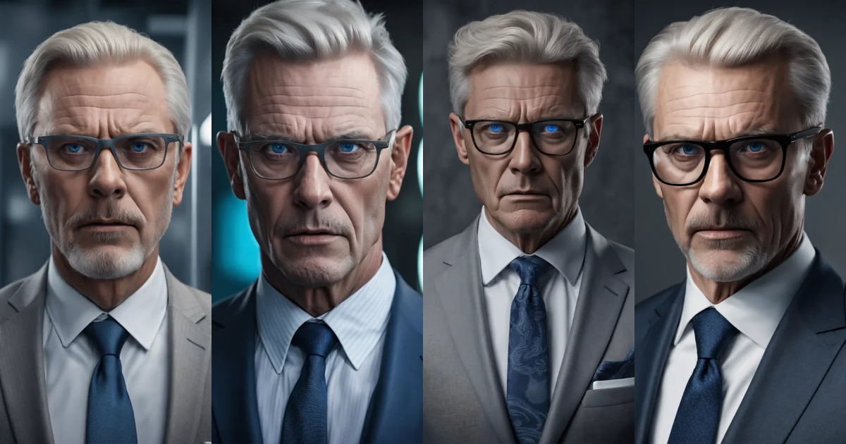 Lexica - A Realistic Photo Of Scary 55 Years Old Man With Deep Blue 