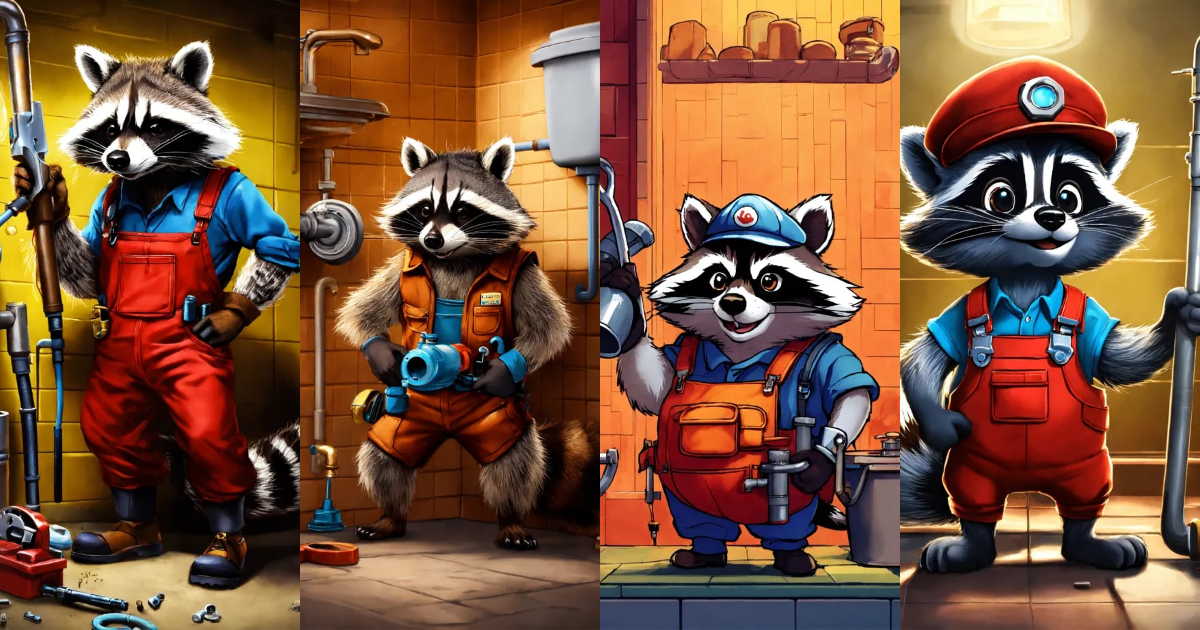 Lexica - A racoon plumber